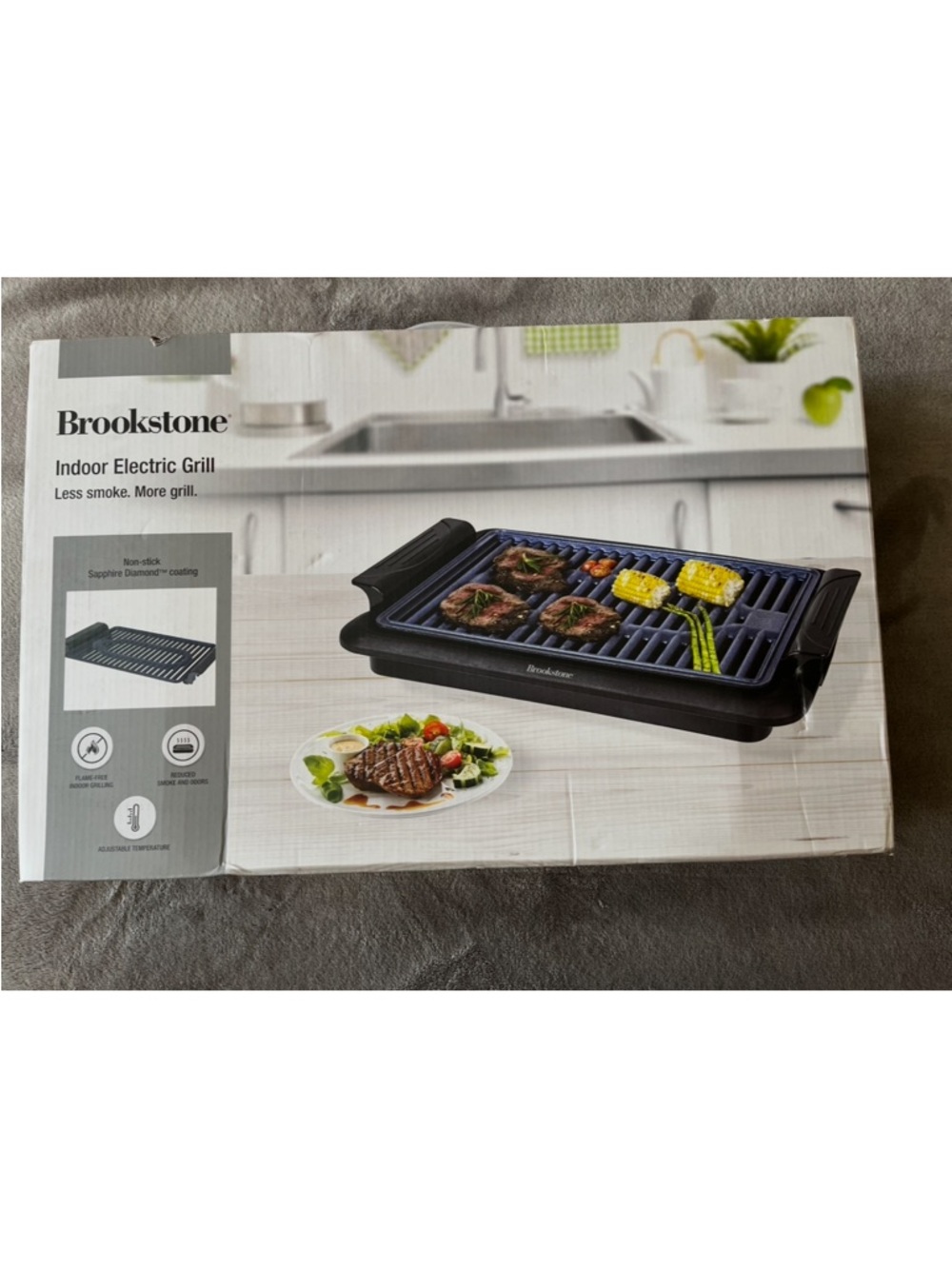 Brookstone Electric Indoor Grill in Black and Blue